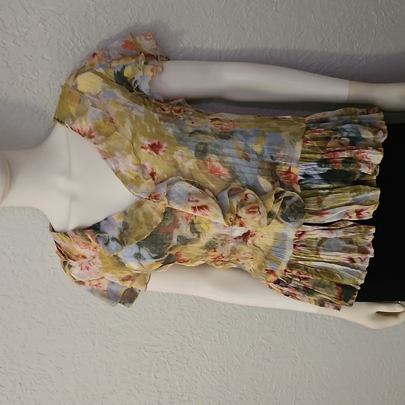 Vtg VIOLET & CLAIRE Floral Ruffle Jabot Chiffon Button Down Fairycore Blouse - Picture 3 of 9